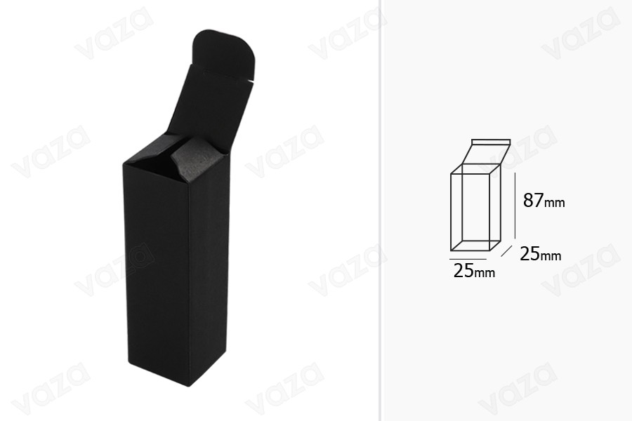 Schwarze Papierbox 25x25x87 - 50 Stück Schwarze Papierbox 25x25x87 - 50 Stück-bildabmessungen
