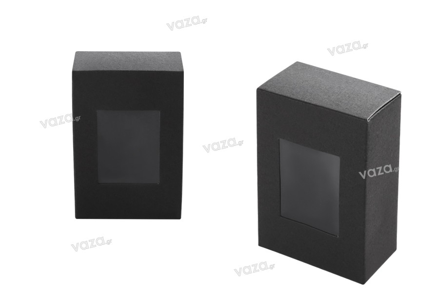 Verpackung 55x30x80 Mm Schwarze Papierbox Mit Fenster 50 Stk