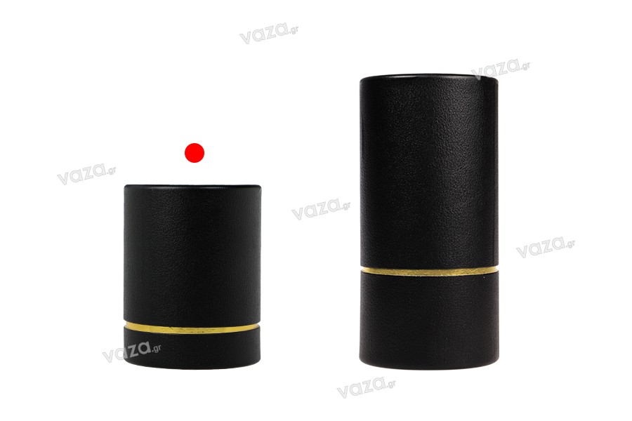Boîte cylindrique en papier noir 100 x 75 mm - couleur or