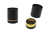 Scatola cilindrica 100x75 mm in carta di colore nero - oro