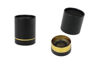 Zylindrische Schachtel 100 x 75mm Papier in schwarz - goldener Farbe-1