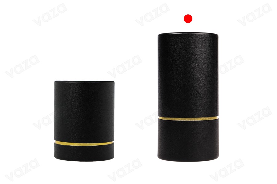 Zylindrische Schachtel 155 x 74mm Papier in schwarz - goldener Farbe Zylindrische Schachtel 155 x 74mm Papier in schwarz - goldener Farbe-bildgruppe