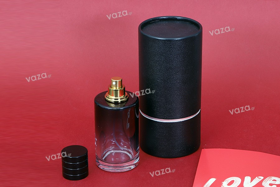 Boîte cylindrique pour flacons 155 x 74 mm en papier de couleur noire