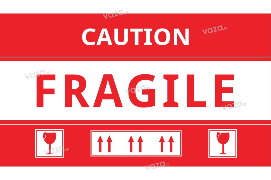 Αυτοκόλλητα Fragile (εύθραυστο) 15x8,5 cm - πακέτο 100 τμχ