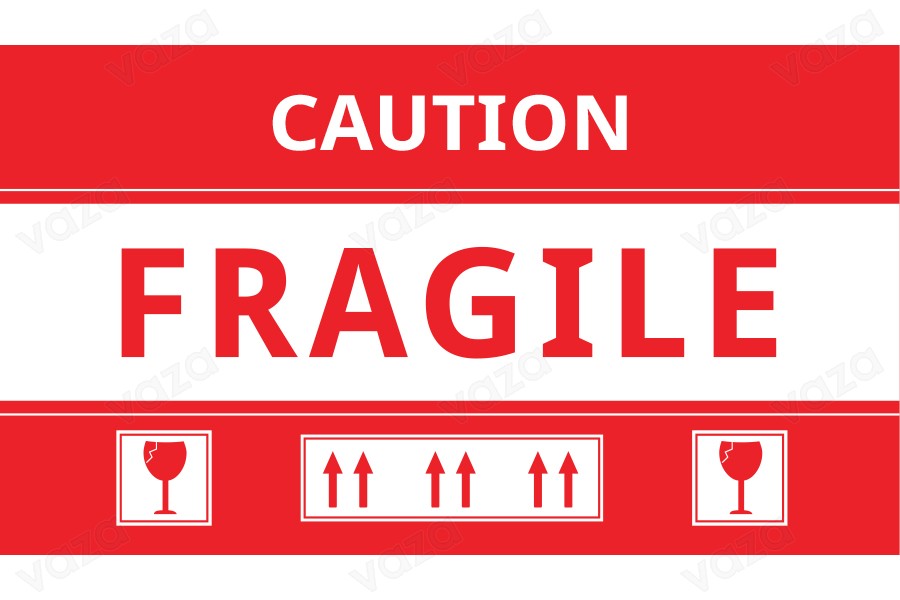 Shirit ngjitës Fragile  (e brishtë) 15x8,5 cm - pakο  prej 100 copë     -imazh_produkt