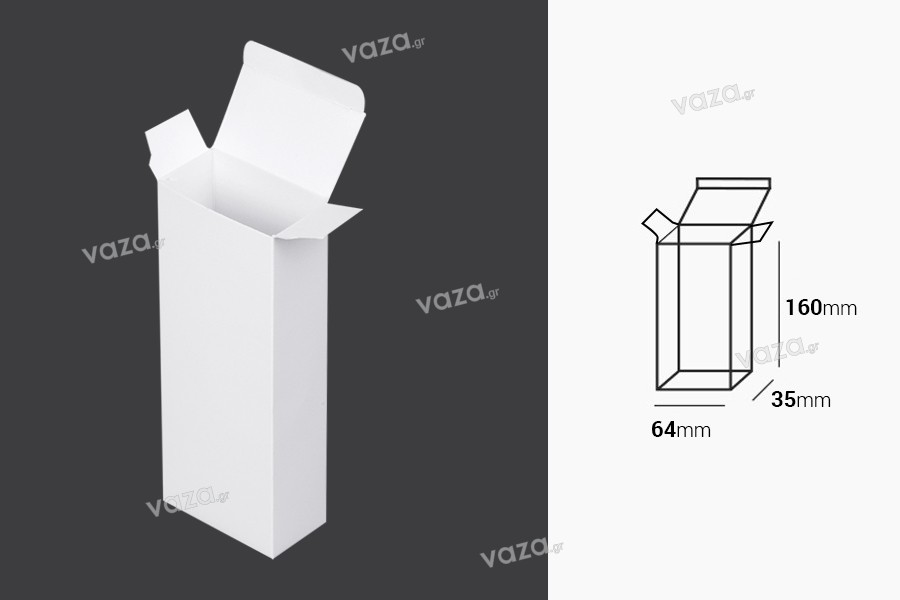 Box für Parfümflasche 100 ml weiß glänzend mit den Maßen 64x35x160 mm