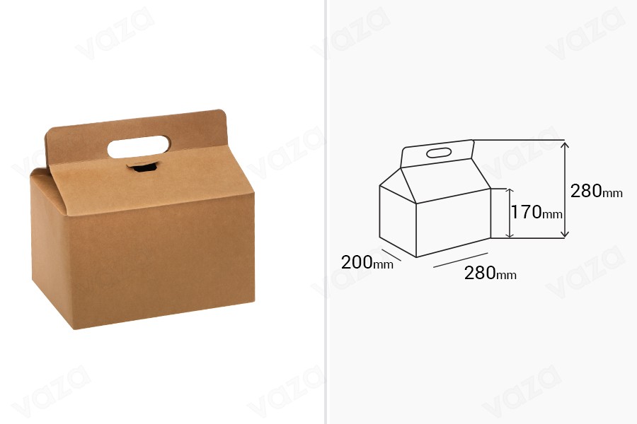 Boîte d'emballage 280 x 200 x 280 mm en papier kraft - 20 pcs Boîte d'emballage 280 x 200 x 280 mm en papier kraft - 20 pcs-εικόνα_διαστάσεις
