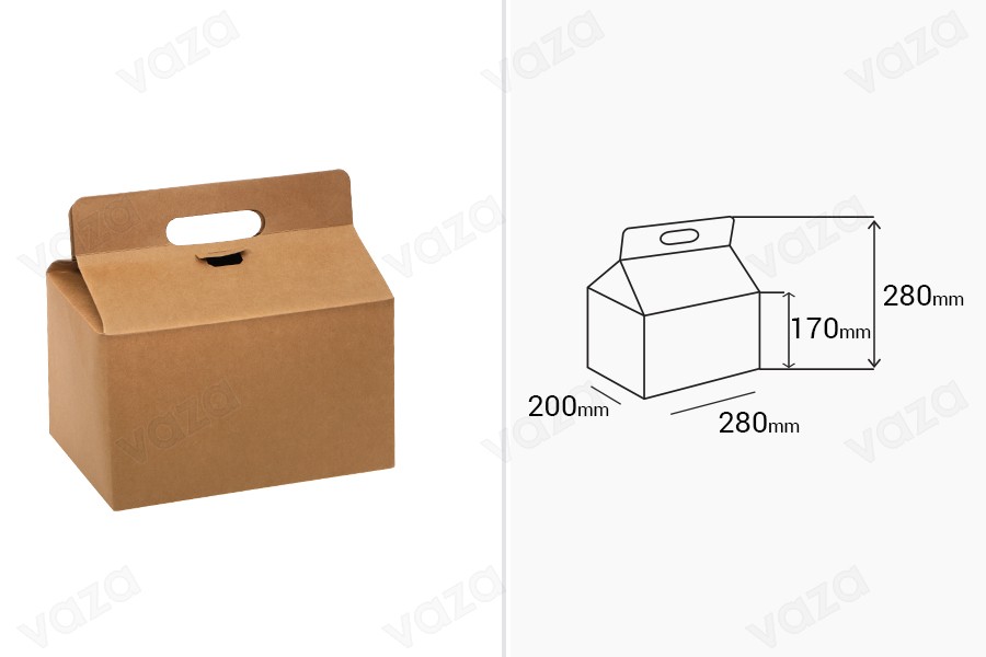 Koffer-Verpackungsbox 280x200x280mm aus Kraftpapier - 20 Stück-bildabmessungen
