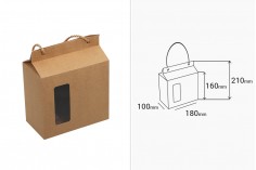Kuti - qese kraft me dritare dhe tela tërheqëse 180x100x210 - 20 copë