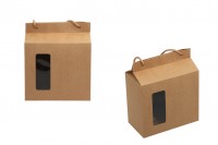 Kraft paper standing-up box-bag with rope handle and window in size 180x100x210 - 20 pcs