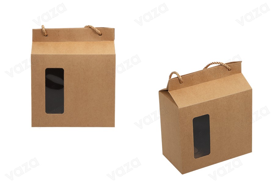 Box - Kraftbeutel mit Fenster und Kordelzug 180x100x210 - 20 Stk Box - Kraftbeutel mit Fenster und Kordelzug 180x100x210 - 20 Stk-produktbild