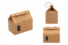Boîte - petit sac kraft avec fenêtre et cordon 200 x 120 x 180 - 20 pcs