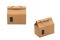 Kraft paper standing-up box-bag with rope handle and window in size 200x120x180 - 20 pcs