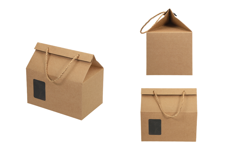 Box - Kraftbeutel mit Fenster und Kordelzug 220x140x190 - 20 Stk