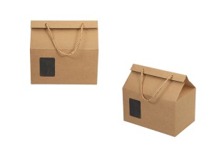 Boîte - petit sac kraft avec fenêtre et cordon 220 x 140 x 190 - 20 pcs-1