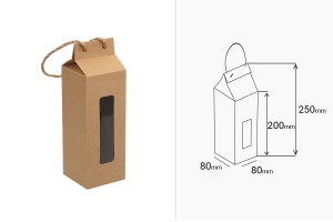 Boîte - petit sac kraft avec fenêtre et cordon 80 x 80 x 250 - 20 pcs-2