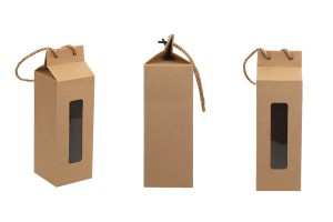 Boîte - petit sac kraft avec fenêtre et cordon 80 x 80 x 250 - 20 pcs-3