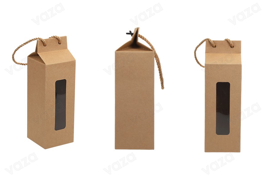 Box - Kraftbeutel mit Fenster und Kordel 80x80x250 - 20 Stk Box - Kraftbeutel mit Fenster und Kordel 80x80x250 - 20 Stk-bildgruppe