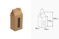 Boîte - petit sac kraft avec fenêtre et cordon 100 x 80 x 230 - 20 pcs Boîte - petit sac kraft avec fenêtre et cordon 100 x 80 x 230 - 20 pcs