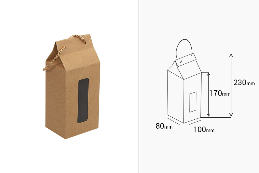 Boîte - petit sac kraft avec fenêtre et cordon 100 x 80 x 230 - 20 pcs Boîte - petit sac kraft avec fenêtre et cordon 100 x 80 x 230 - 20 pcs