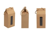 Boîte - petit sac kraft avec fenêtre et cordon 100 x 80 x 230 - 20 pcs Boîte - petit sac kraft avec fenêtre et cordon 100 x 80 x 230 - 20 pcs