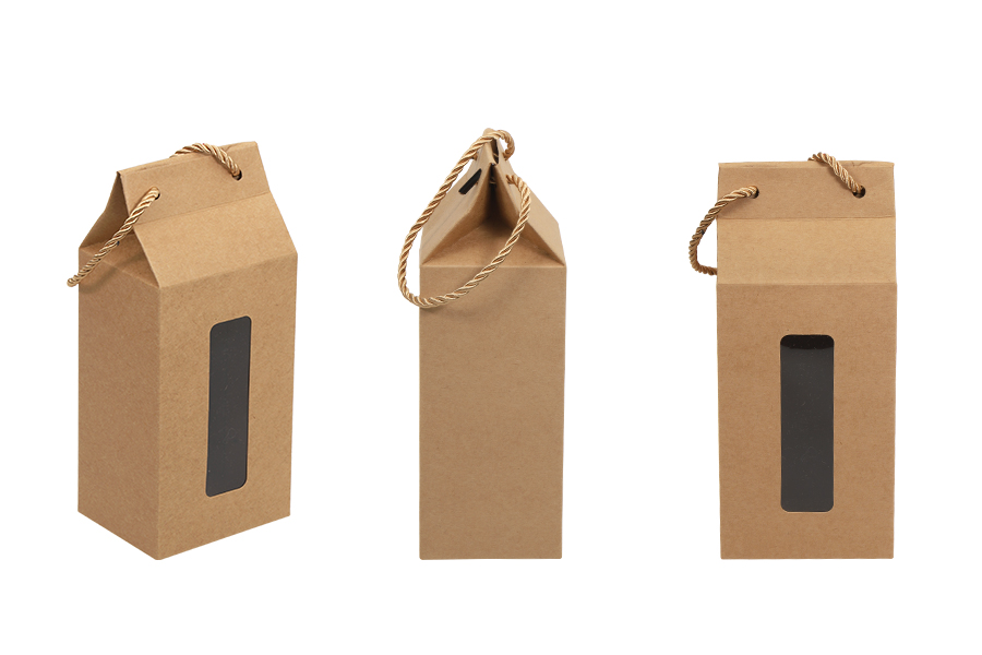 Boîte - petit sac kraft avec fenêtre et cordon 100 x 80 x 230 - 20 pcs Boîte - petit sac kraft avec fenêtre et cordon 100 x 80 x 230 - 20 pcs
