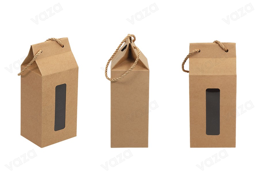 Box - Kraftbeutel mit Fenster und Kordelzug 100x80x230 - 20 Stk Box - Kraftbeutel mit Fenster und Kordelzug 100x80x230 - 20 Stk-bildgruppe