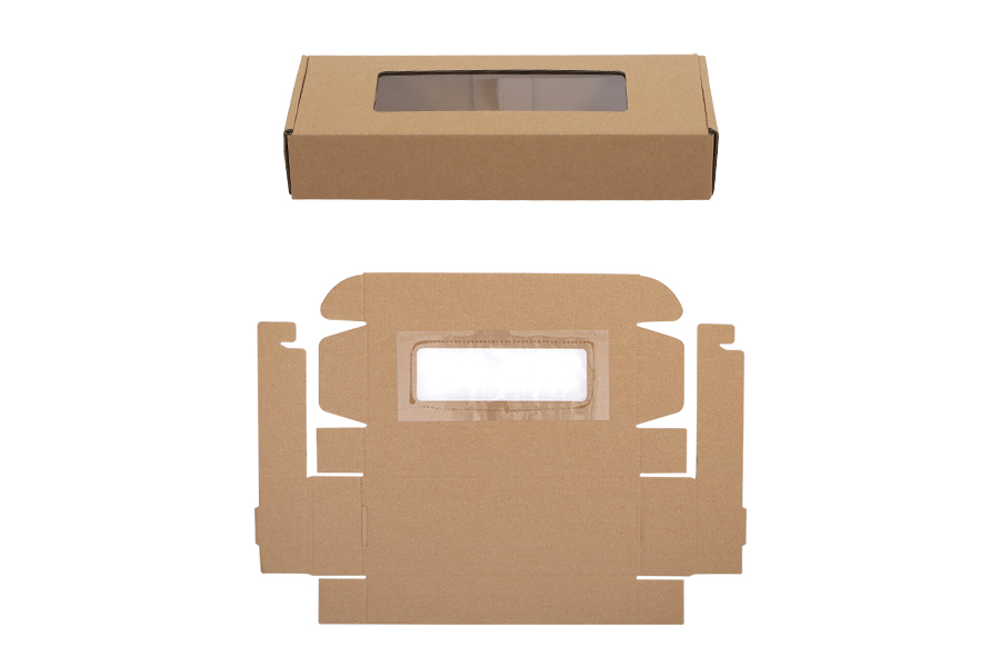 Boîte d'emballage 280 x 100 x 50 mm boîte en papier kraft avec fenêtre - 20 pcs Boîte d'emballage 280 x 100 x 50 mm boîte en papier kraft avec fenêtre - 20 pcs