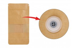 Σακουλάκια κραφτ τύπου Doy Pack, με κλείσιμο "zip", βαλβίδα, παράθυρο, εσωτερική και εξωτερική διάφανη επένδυση και δυνατότητα σφράγισης με θερμοκόλληση 100x60x200 mm - 25 τμχ