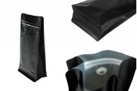 Aluminum Doypack stand-up pouch with valve, heat sealable, sealing strip and zipper closure 135x76x265 mm - 25 pcs