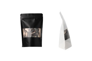 Standbodenbeutel Kraftpapier, Doy-Pack, mit Sichtfenster, Druckverschluss verschließbar 100x35x150mm - 100 Stücke-1