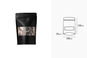 Standbodenbeutel Kraftpapier, Doy-Pack, mit Sichtfenster, Druckverschluss verschließbar 100x35x150mm - 100 Stücke-3