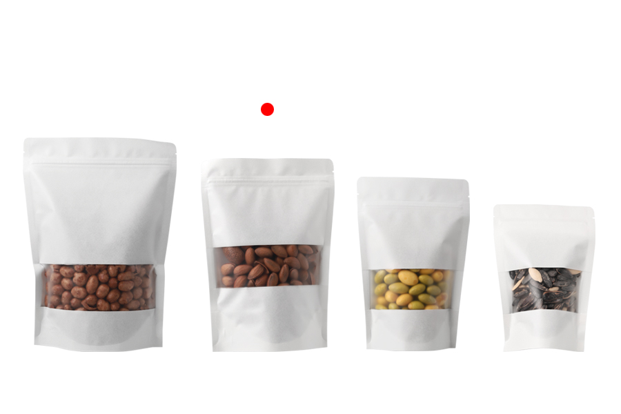 Doypack stand-up pouch kraft with zipper, window and heat sealable, 140x40x200 mm - 100 pcs Doypack stand-up pouch kraft with zipper, window and heat sealable, 140x40x200 mm - 100 pcs-gruppo_immagini