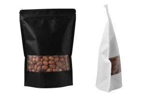 Standbodenbeutel Kraftpapier, Doy-Pack, mit Sichtfenster, Druckverschluss verschließbar 160x40x220mm - 100 Stücke-1