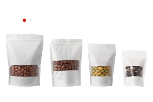 Standbodenbeutel Kraftpapier, Doy-Pack, mit Sichtfenster, Druckverschluss verschließbar 160x40x220mm - 100 Stücke-3