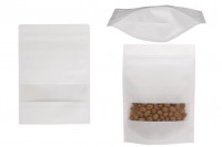 Σακουλάκια κραφτ τύπου Doy Pack σε λευκό χρώμα, με κλείσιμο zip, παράθυρο και δυνατότητα σφράγισης με θερμοκόλληση 170x40x240 mm - 50 τμχ