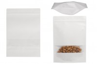 Σακουλάκια κραφτ τύπου Doy Pack σε λευκό χρώμα, με κλείσιμο zip, παράθυρο και δυνατότητα σφράγισης με θερμοκόλληση 180x40x260 mm - 50 τμχ