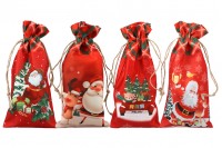 Red pouch in 150x310 dimensions with double side Christmas figures - 12 pcs