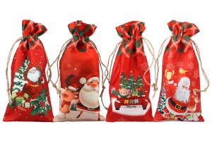 Red pouch in 150x310 mm dimensions with double side Christmas figures - 12 pcs-εικόνα_προϊοντική