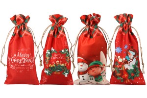 Red pouch in 150x310 mm dimensions with double side Christmas figures - 12 pcs-εικόνα_σύνθεση