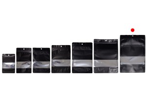 Doy Pack-Aluminiumbeutel 200x50x300 mm mit Reißverschluss, Fenster und Möglichkeit zum Versiegeln mit Heißsiegeln - 100 Stück-εικόνα_σύνθεση