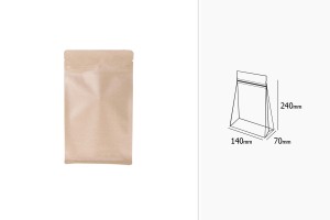 Kraftbeutel vom Typ Doy Pack 140x70x240mm, ohne Loch, mit Reißverschluss, Aluminium-Innenfutter und Möglichkeit der Versiegelung mit Heißsiegelung  - 50 Stk-εικόνα_διαστάσεις