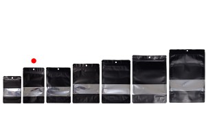 Doy Pack-Aluminiumbeutel 120x40x200 mm mit Reißverschluss, Fenster und Möglichkeit zum Versiegeln mit Heißsiegeln - 100 Stück-εικόνα_σύνθεση