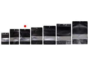 Doy Pack Aluminiumbeutel 140x40x200 mm mit Reißverschluss, Fenster und Möglichkeit zum Heißsiegeln - 100 Stück-εικόνα_σύνθεση