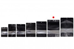 Σακουλάκια αλουμινίου τύπου Doy Pack 180x40x260 mm με κλείσιμο "zip", παράθυρο και δυνατότητα σφράγισης με θερμοκόλληση - 100 τμχ