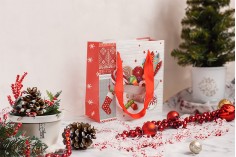 Weihnachts-Geschenktüten aus Papier, 145x57x142 mm, mit Henkelband – 12 Stück