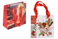 Christmas Paper Gift Bag 145x57x142mm with Ribbon for Handle - 12pcs