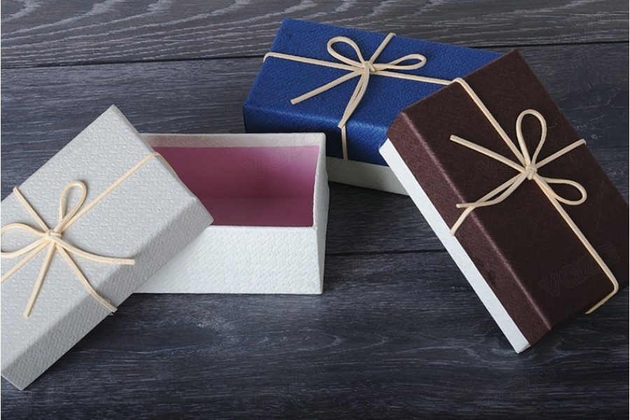 Papierschachtel für Geschenke 150x90x55 mit Suede-Schnur- 6 Stücke-