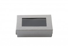 Petite boîte cadeau aux dimensions 80 x 50 x 26 en papier, argenté avec fenêtre et joint en mousse - 24 pcs