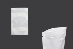 Sachets en plastique 80 x 130 mm avec fermeture éclair, dos blanc et face transparente - 100 pcs